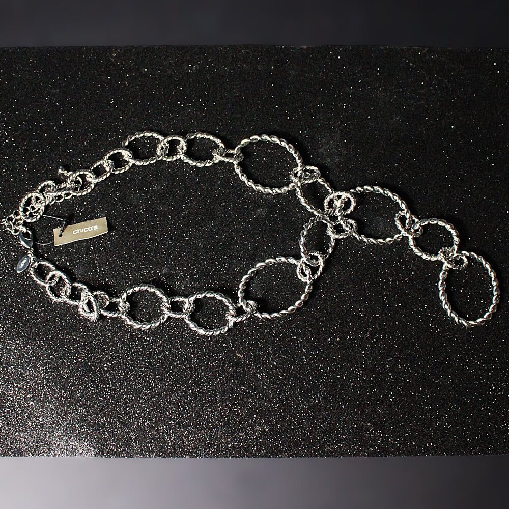 NWT Chico's Silver Twist Braided Necklace - Picture 2 of 8